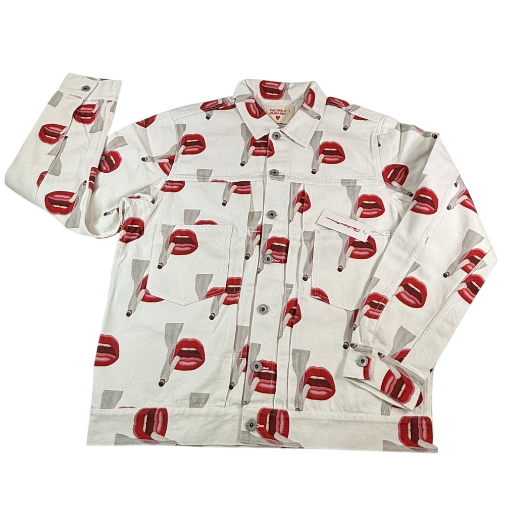 Emotionally Unavailable x Tom Wesselmann Smoking Lips Denim Jacket Large FW22